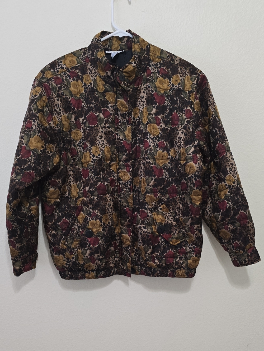 Anna And Frank Gold Floral & Burgundy Silk, Quilted Jacket